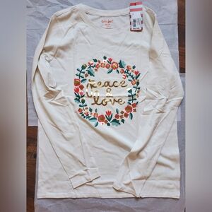 Cat and Jack long Sleeve Peace & Love Shirt so adorable NWT! Size XXL